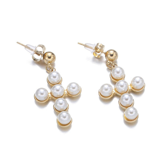 Pearl Cross Earring